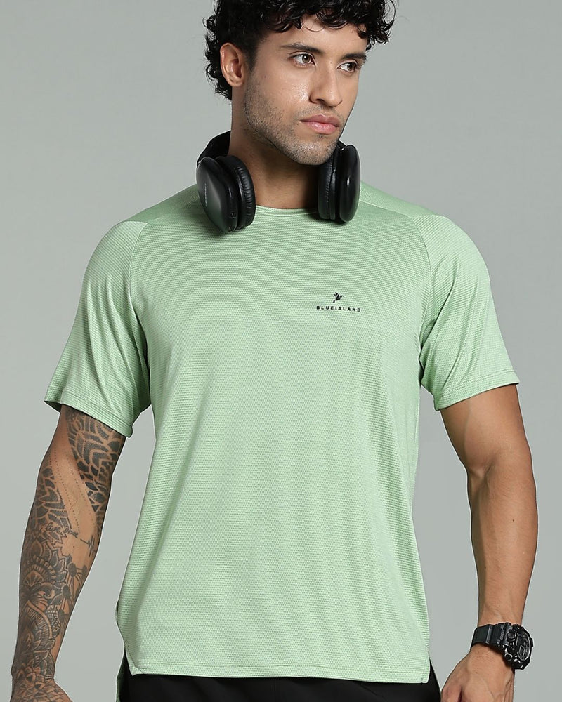 Green Dotted Lines - Active wear Round neck Tshirt