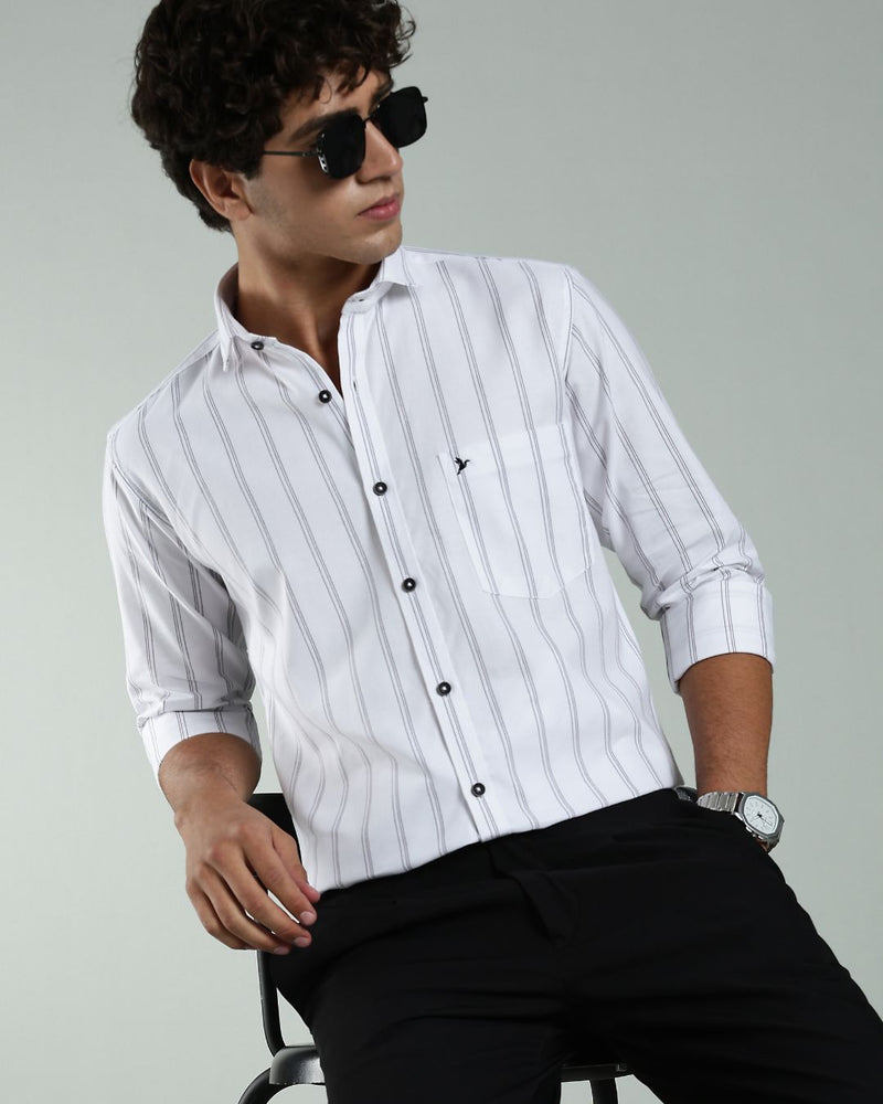 White & Black Multi Line Stripes- Full-Stain Proof