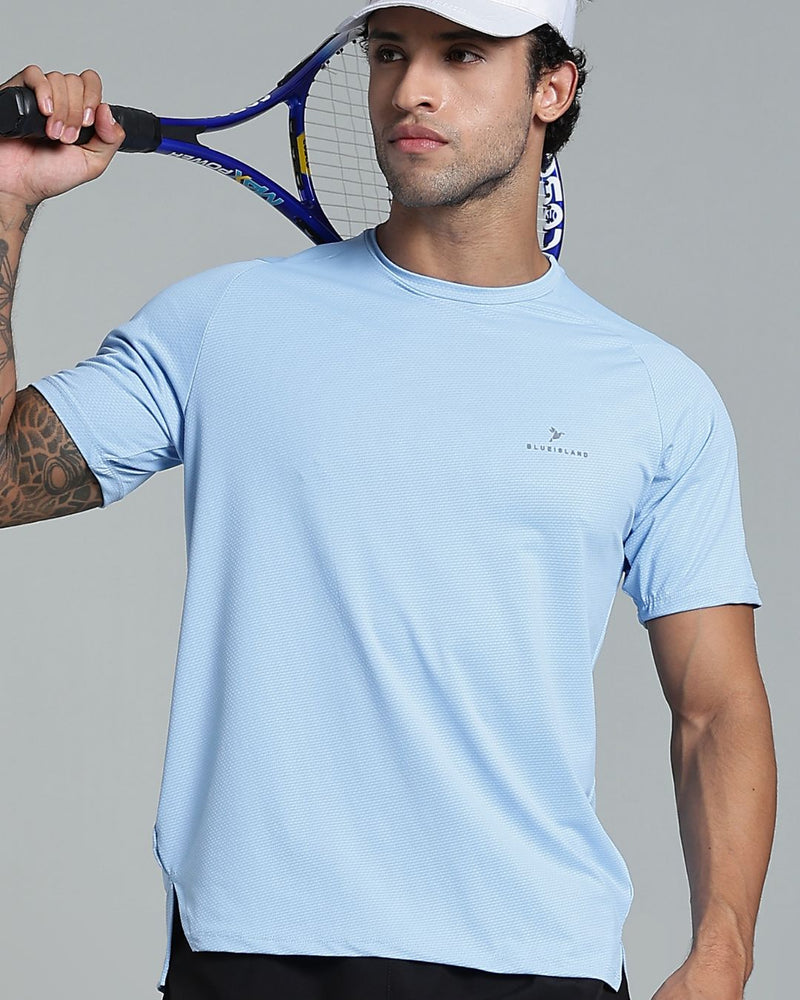 Cloud Blue  - Active wear Round neck Tshirt