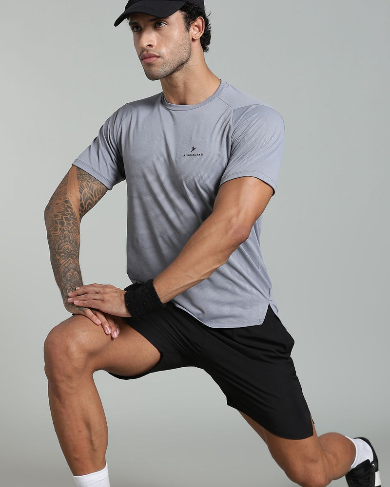 Silver Grey - Active wear Round neck Tshirt