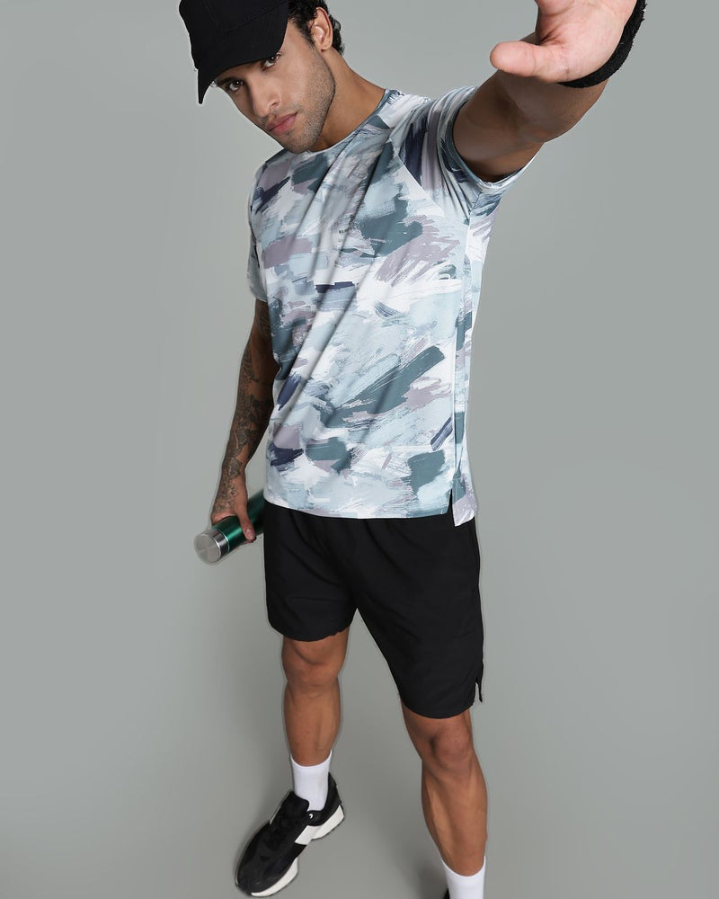 Camo Green Splash - Active wear Round neck Tshirt