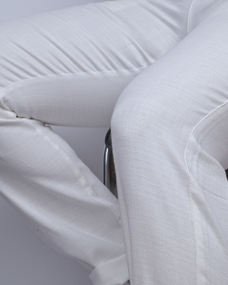 Textured White - 2 way stretch - COTTON PANT