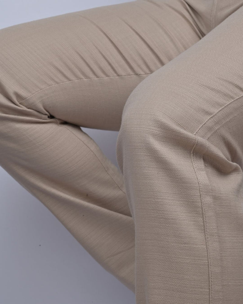 Textured Dark Cream - 2 way stretch - COTTON PANT