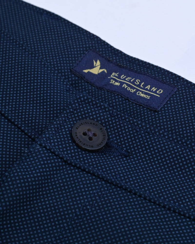 Navy Diamond Printed - 2 way stretch - COTTON PANT