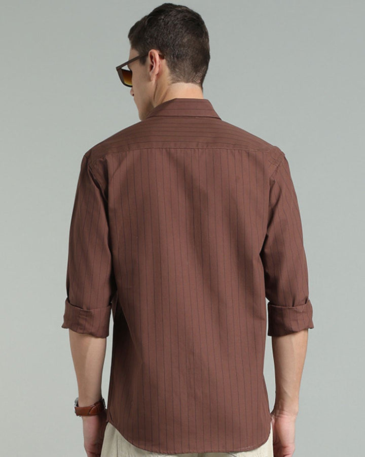 Choco Brown Vertical Stripes -Full-Stain Proof