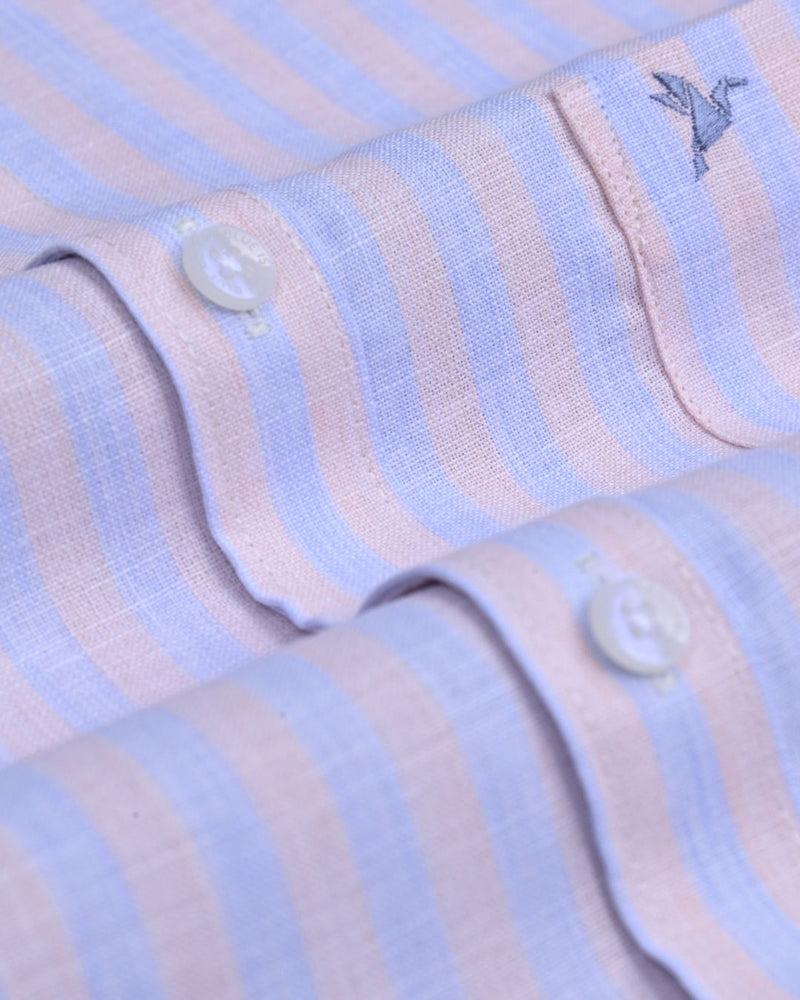 Blue & Orange Stripes -Full-Bamboo Linen