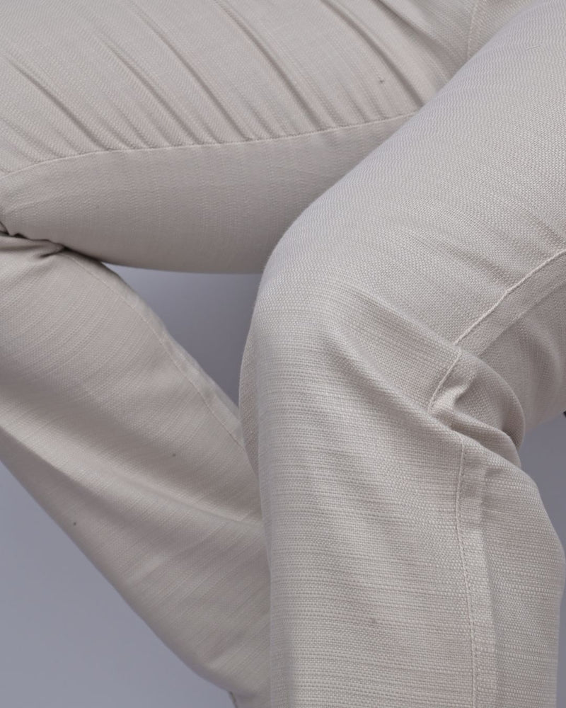 Textured Cream - 2 way stretch - COTTON PANT