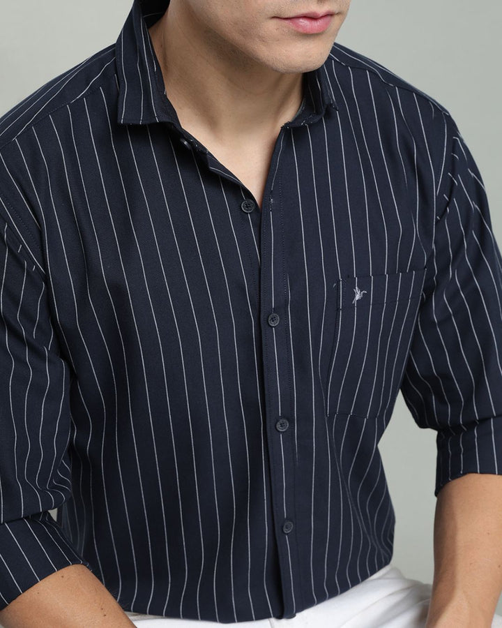 Navy Vertical Stripes -Full-Stain Proof