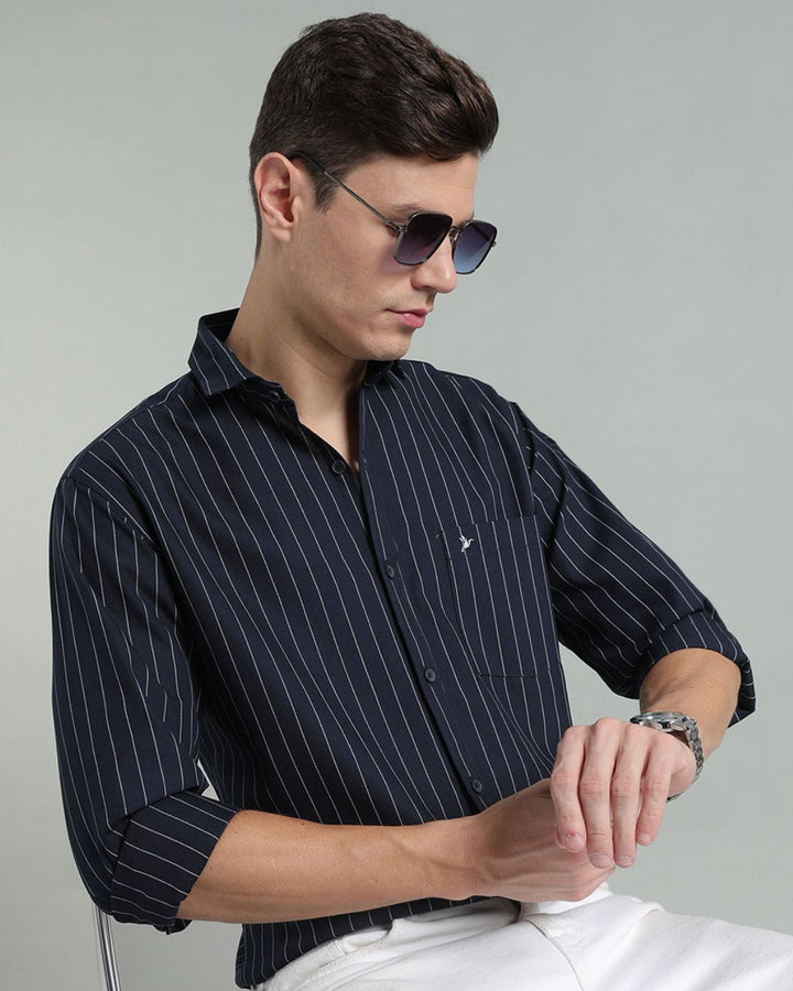 Navy Vertical Stripes -Full-Stain Proof