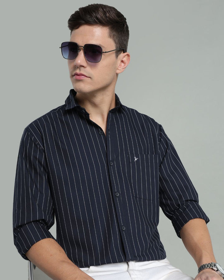 Navy Vertical Stripes -Full-Stain Proof