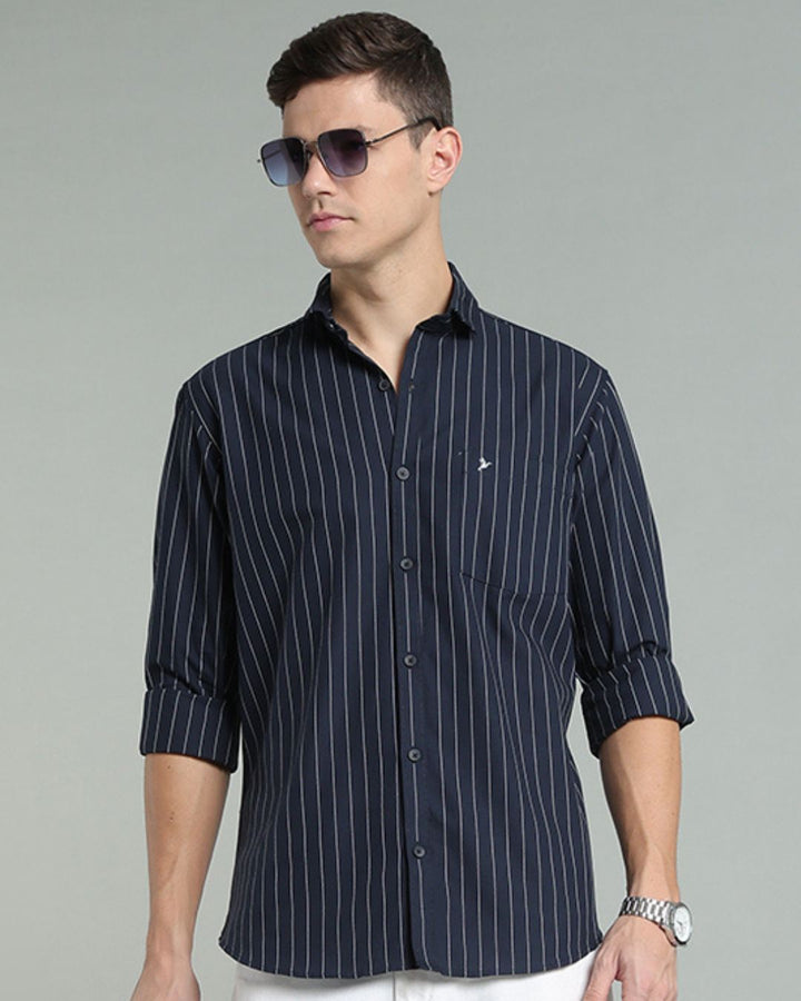 Navy Vertical Stripes -Full-Stain Proof
