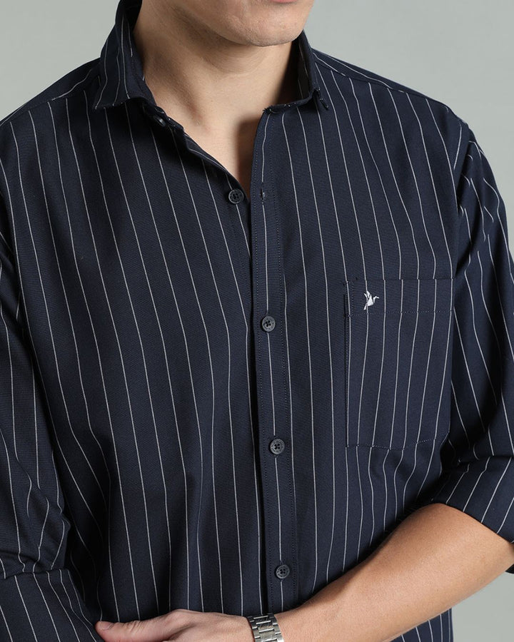 Navy Vertical Stripes -Full-Stain Proof