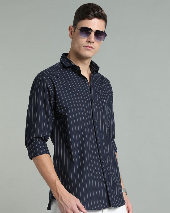 Navy Vertical Stripes -Full-Stain Proof