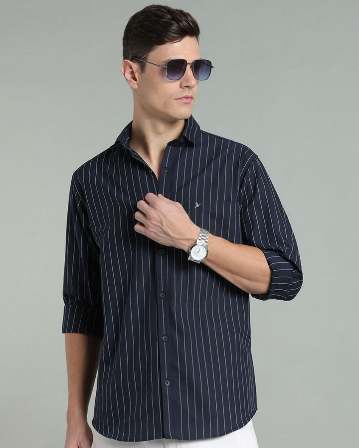Navy Vertical Stripes -Full-Stain Proof
