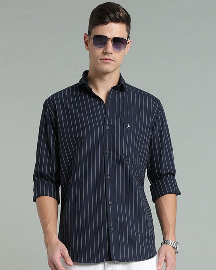 Navy Vertical Stripes -Full-Stain Proof