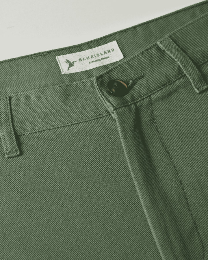 Olive Green Twill Weave - 2 way stretch - COTTON PANT