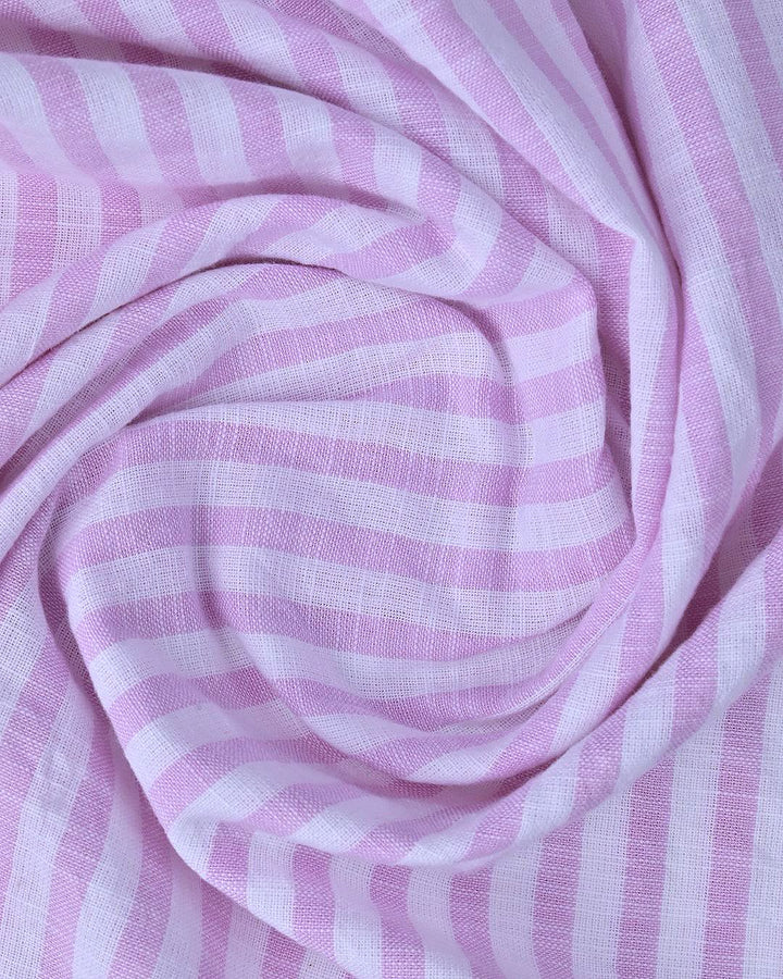 Pink & White Bars -Full-Cotton Linen Shirt