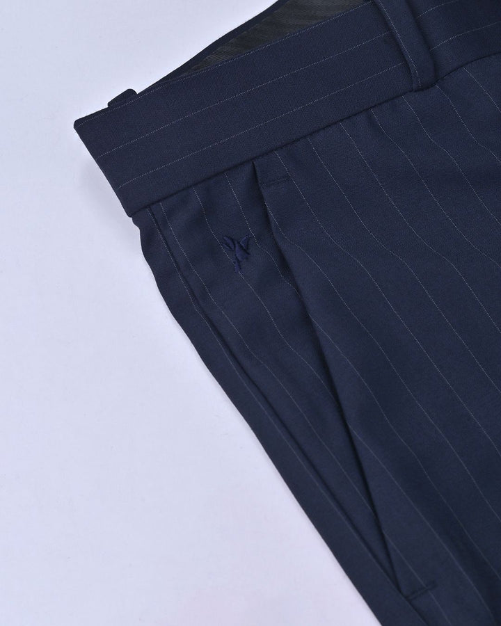 Navy Vertical Stripes - Wrinkle free Formal Pant