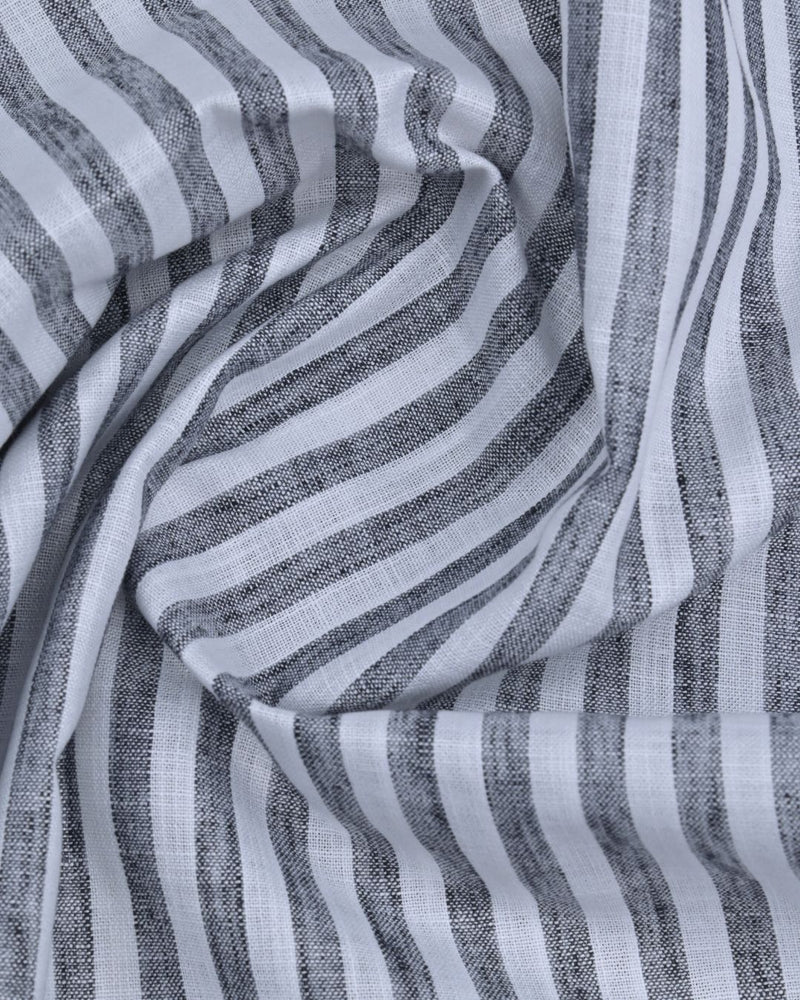 Black & White Large Stripes -Full-Bamboo Linen