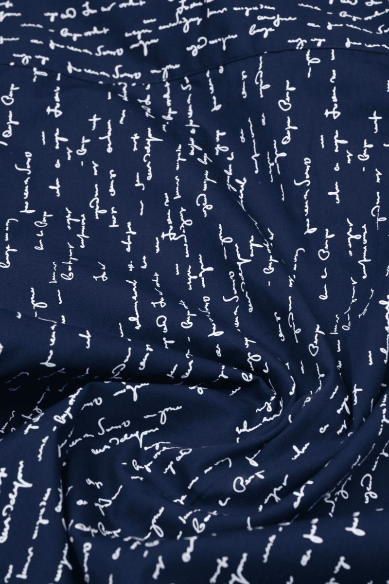 Navy Text Print -Full-Stain Proof