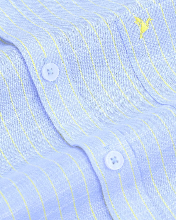 Blue & Yellow Line Stripes -Full-Bamboo Linen