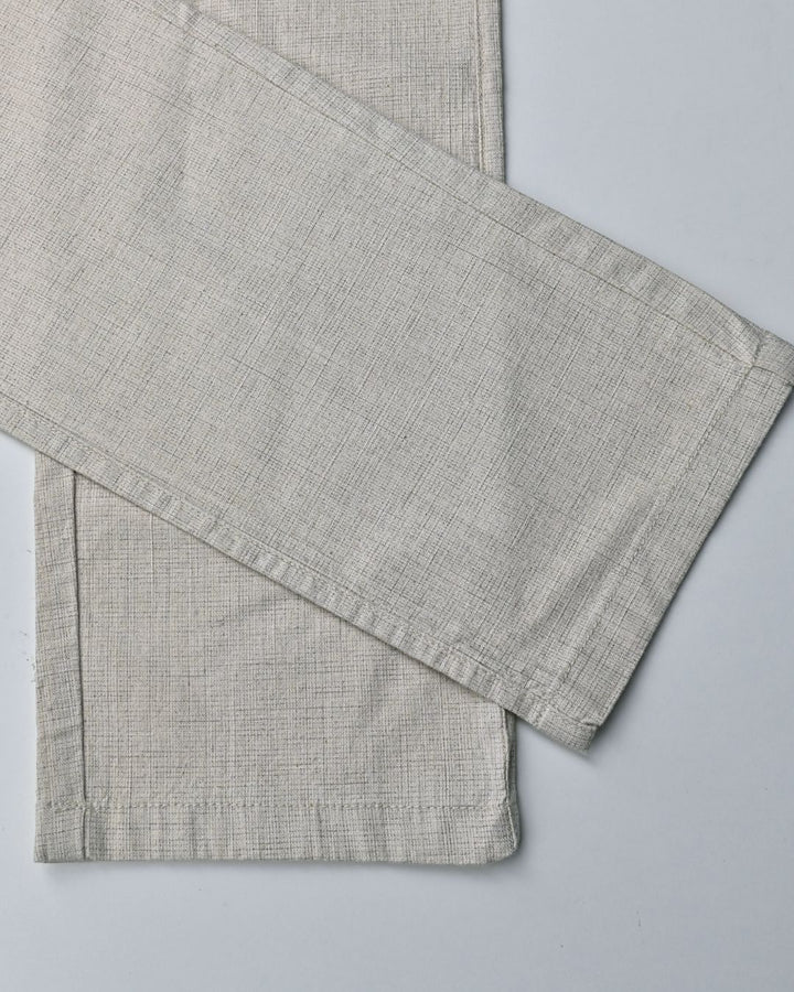 Dusty Cream Grid - 2 way stretch - COTTON LINEN PANT
