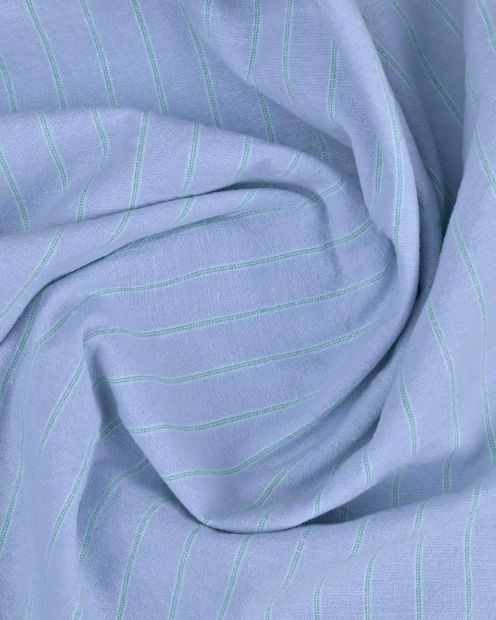 Lite Grey & Green Dotted Line Stripes -Full-Cotton Linen Shirt