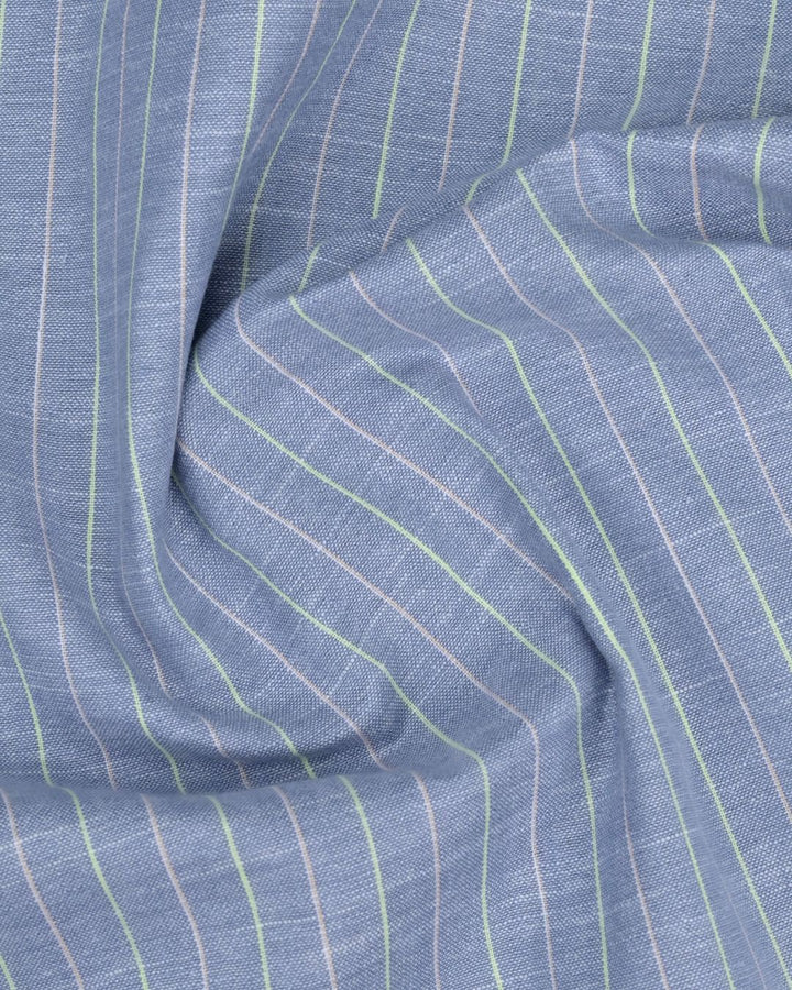 Grey Double Colour Line Stripes -Full-Bamboo Linen