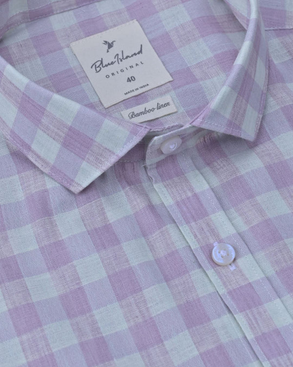 Purple Square Checks -Full-Bamboo Linen