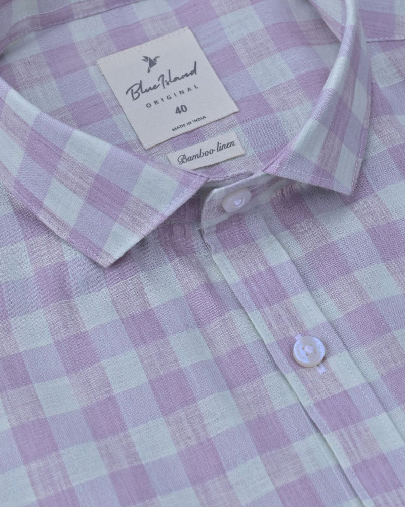 Purple Square Checks -Full-Bamboo Linen
