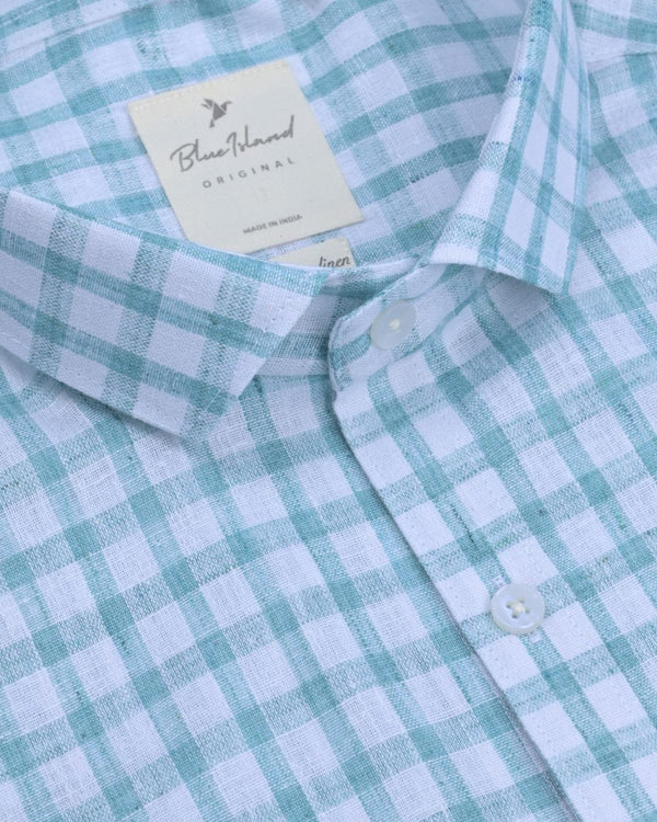Green & White Checks -Full-Bamboo Linen