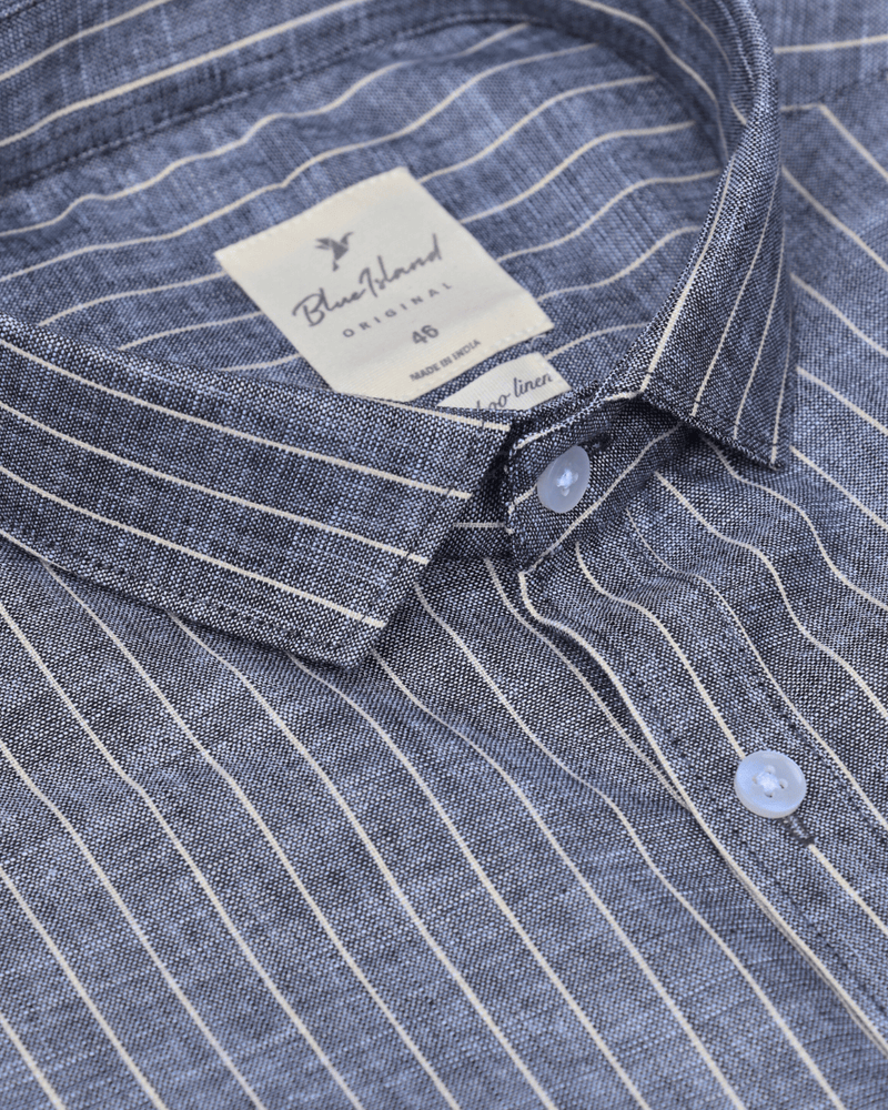 Black & Gold Stripes -Full-Bamboo Linen