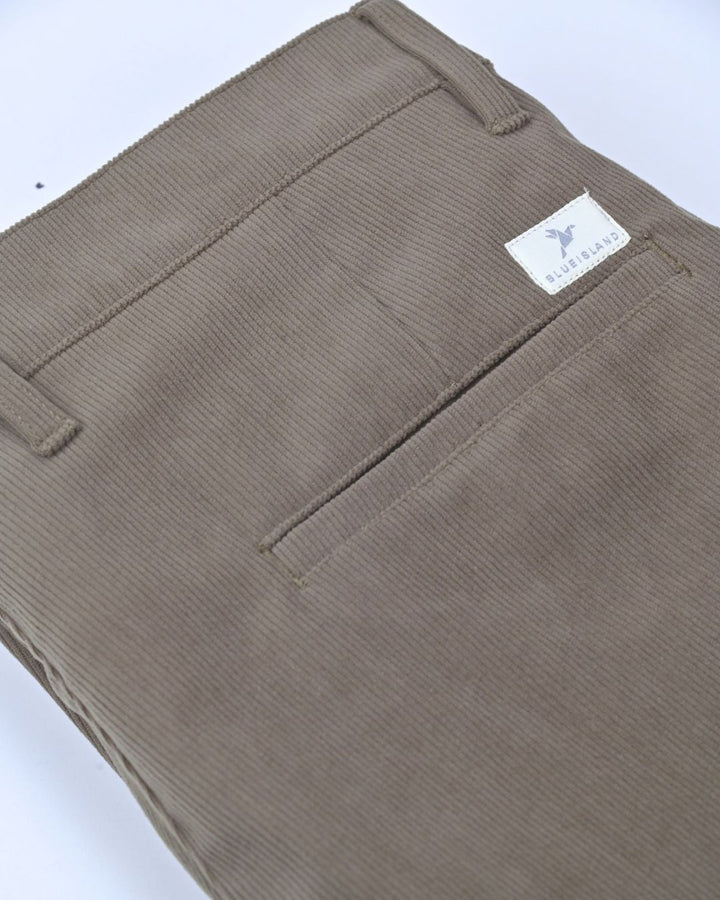 Khaki Brown Fine Stripe - Corduroy Pant
