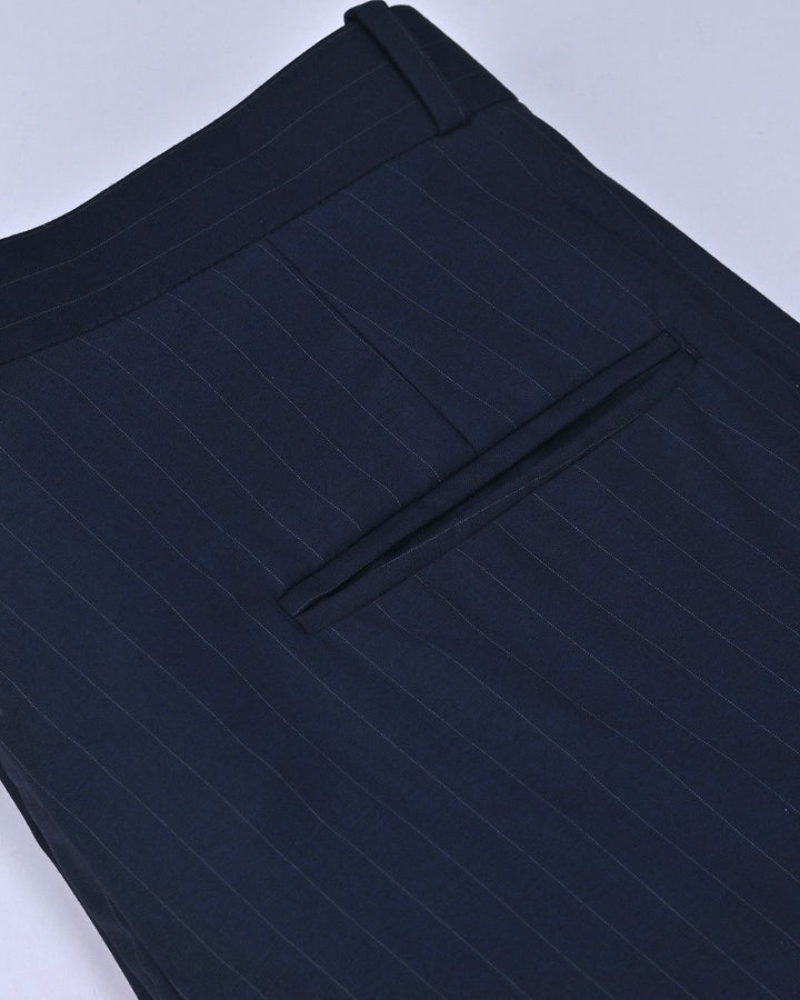 Navy Vertical Stripes - Wrinkle free Formal Pant