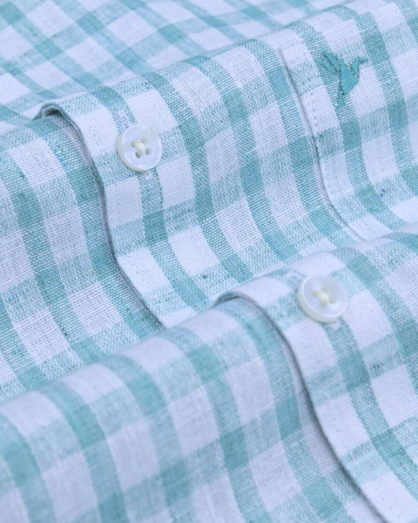 Green & White Checks -Full-Bamboo Linen