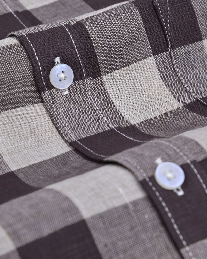 Multi Brown Box Checks -Full-Bamboo Linen