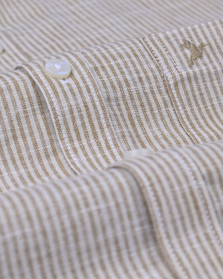 Brown Fine Stripes -Full-Bamboo Linen