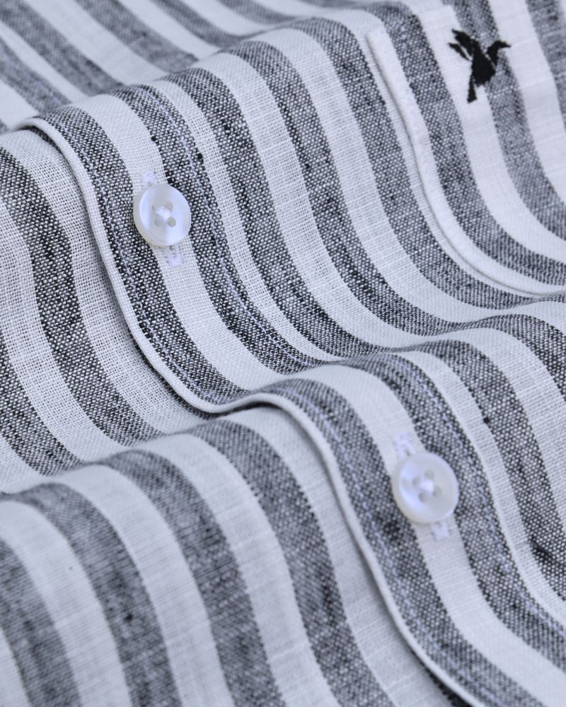 Black & White Large Stripes -Full-Bamboo Linen