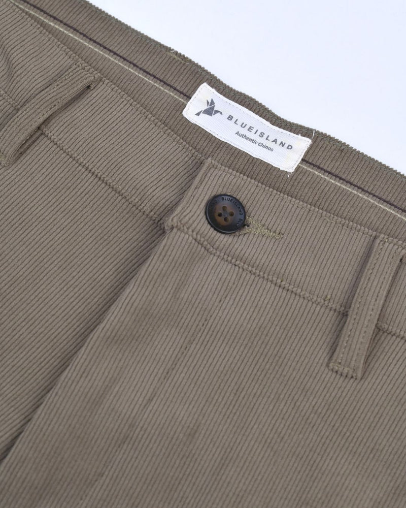 Khaki Brown Fine Stripe - Corduroy Pant
