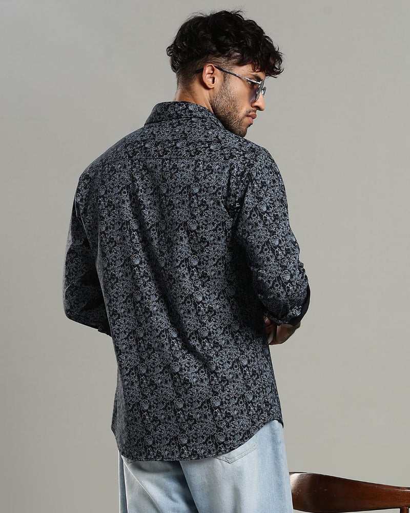 Navy Blossom Print -Full-Stain Proof