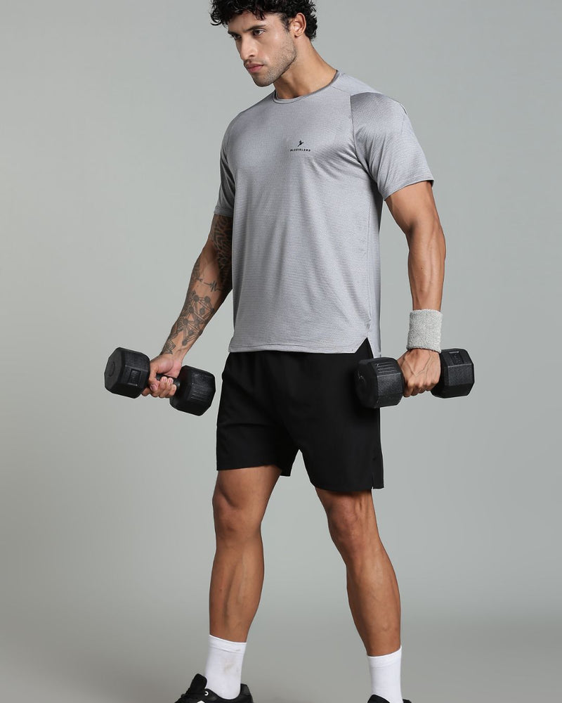 Lite Grey Dotted Lines - Active wear Round neck Tshirt