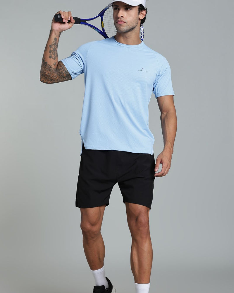 Cloud Blue  - Active wear Round neck Tshirt