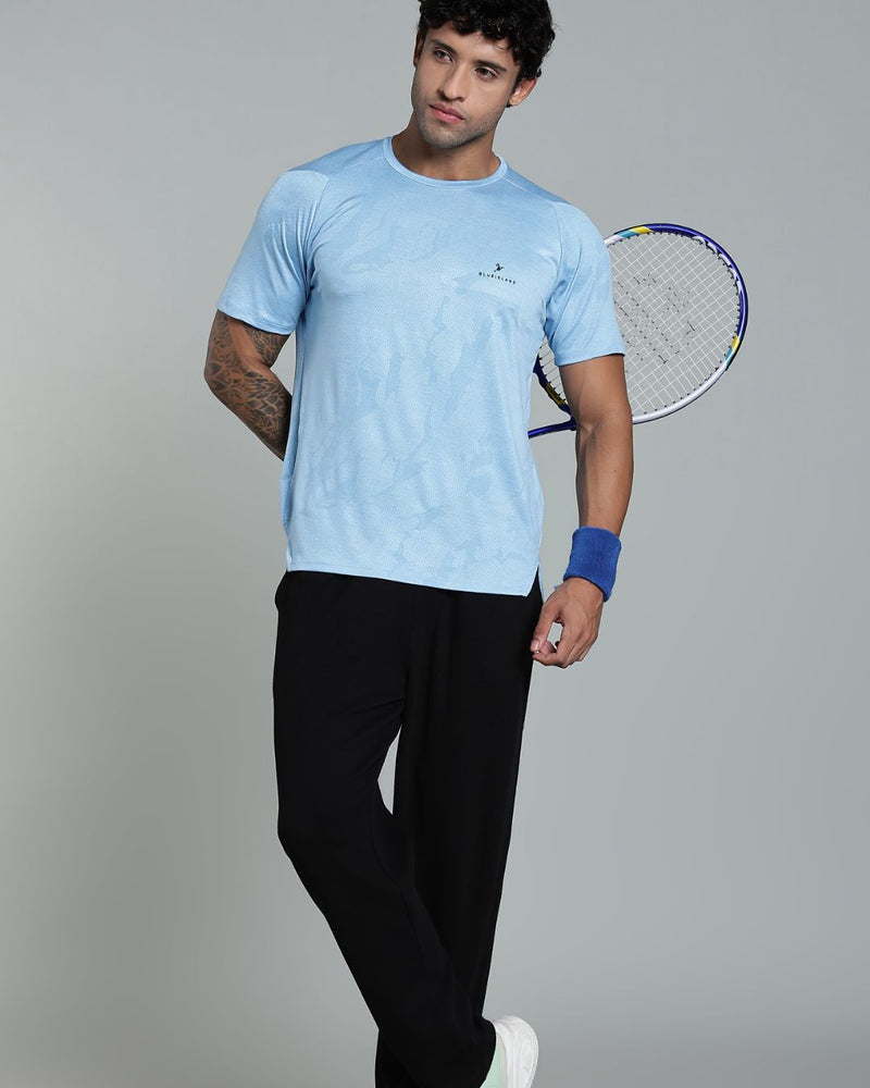 Sky Blue Dotted - Active wear Round neck Tshirt