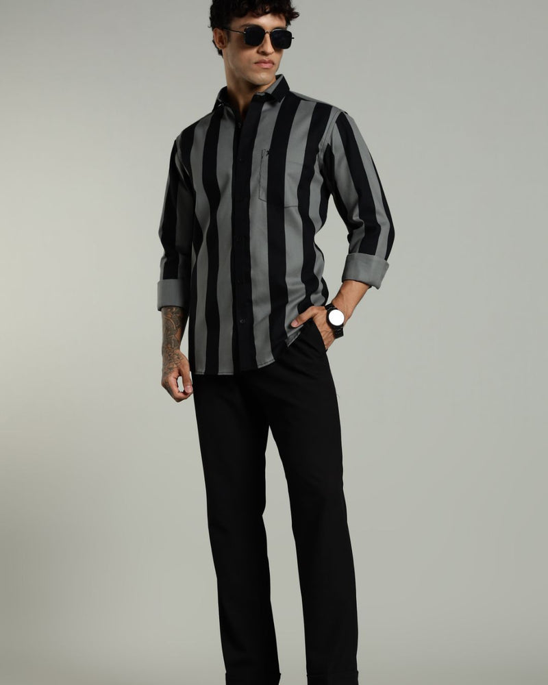 Black Twin Stripes -Full-Stain Proof