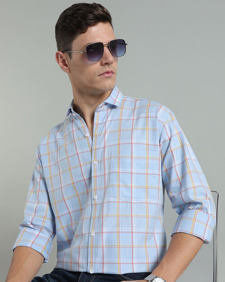 Sky Blue Multi Colour Checks -Full-Stain Proof
