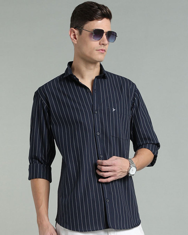 Navy Vertical Stripes -Full-Stain Proof