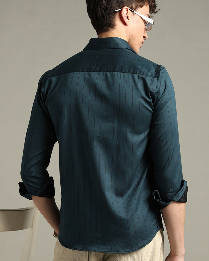 Emerald Green Vertical Stripes -Full-Stain Proof
