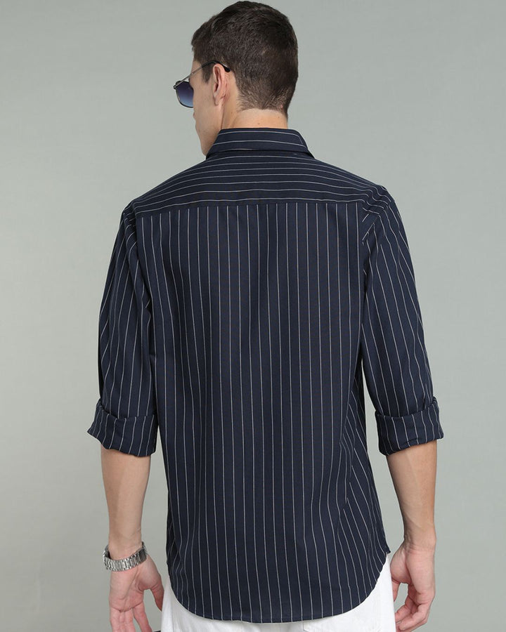 Navy Vertical Stripes -Full-Stain Proof