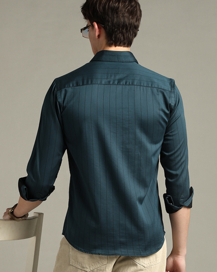 Emerald Green Vertical Stripes -Full-Stain Proof