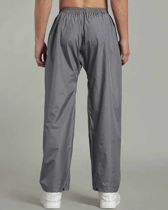 Silver Grey with Black Border - Rain Jacket with Pant & Mobile Pouch